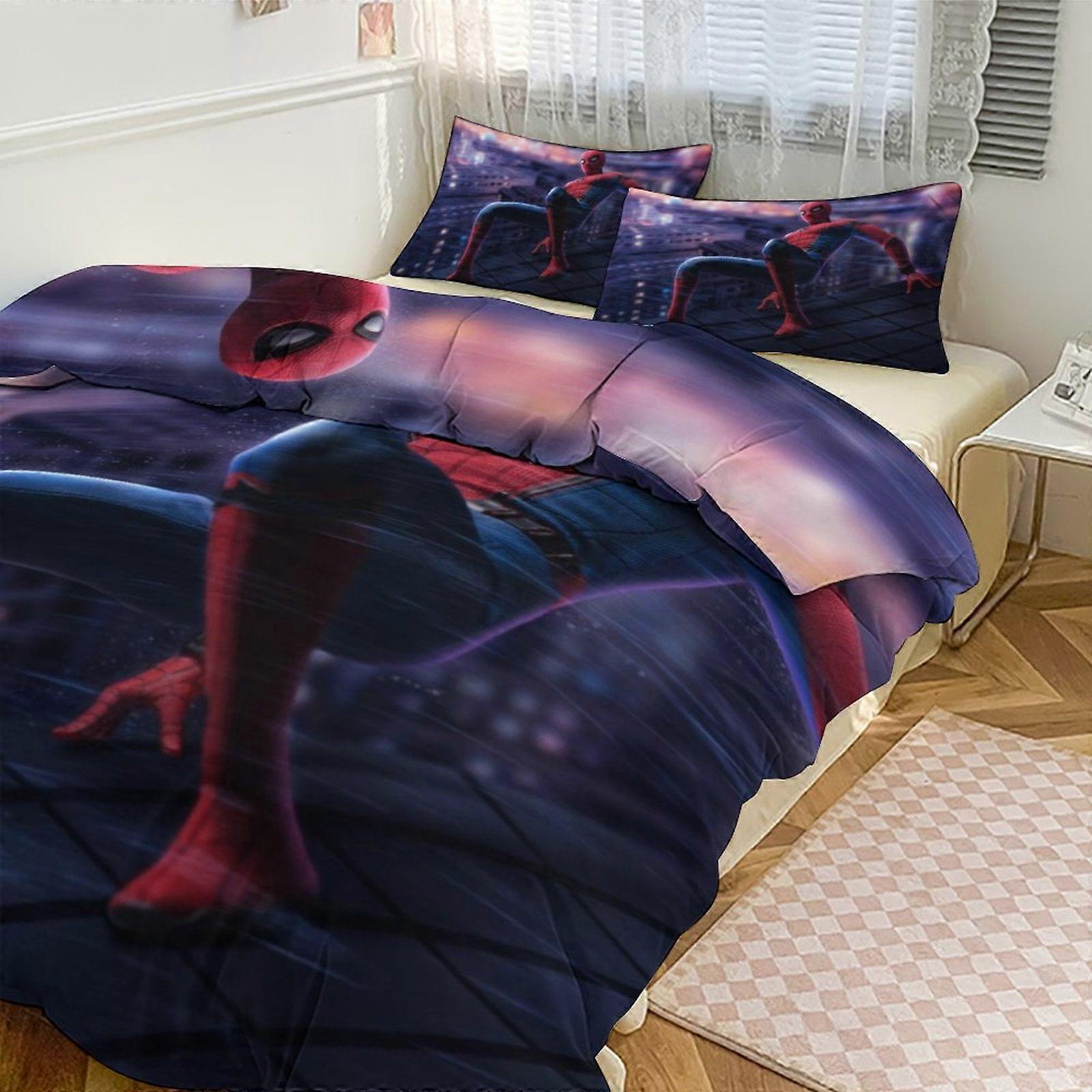 Sengetøj sæt JP280 Spiderman Værelse Indretning Sengetøj Sæt Med Lagner Og Pude 3 Stykke Sengetøj Super Blød Fade Resistent Mikrofiber TH280