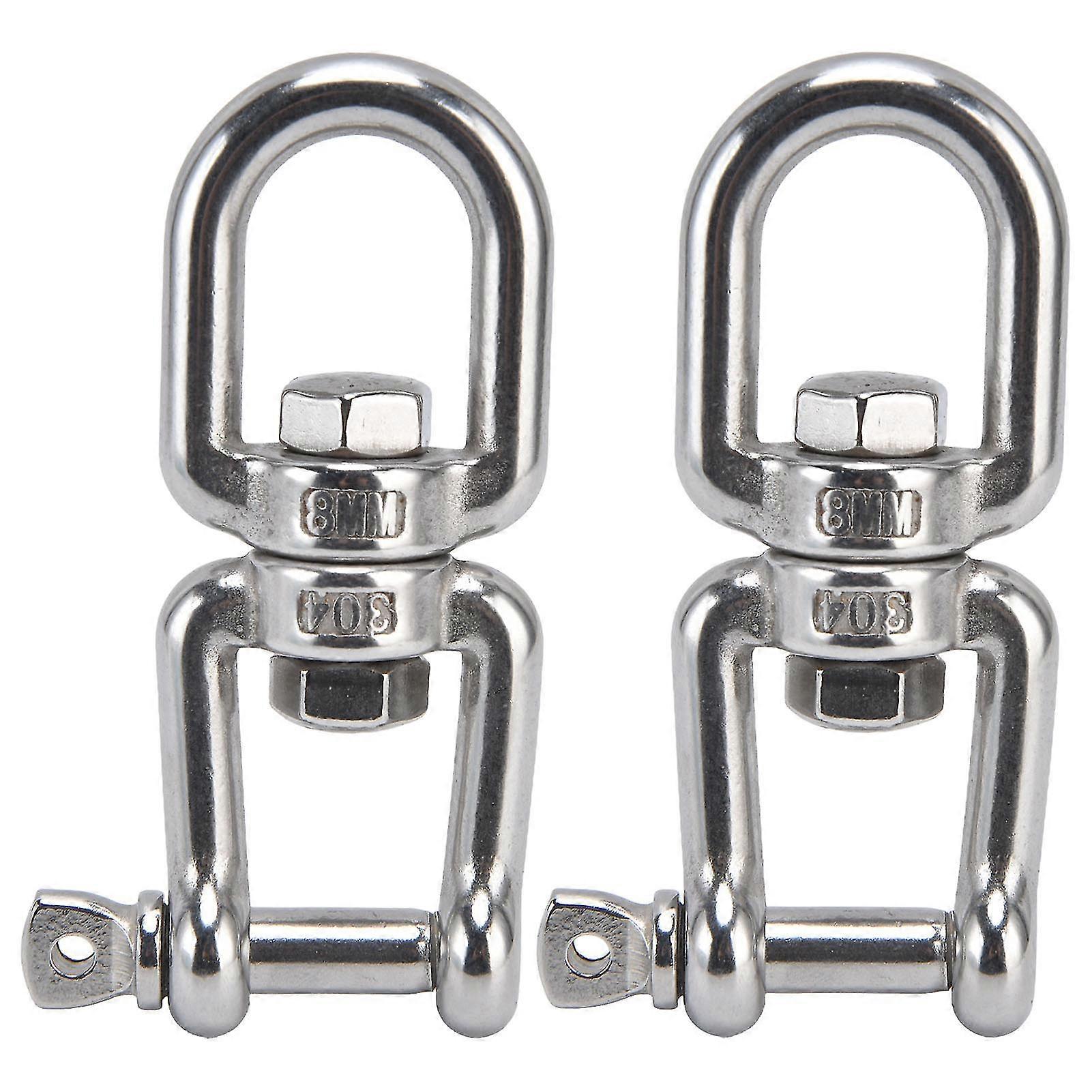 2Pcs 8mm 360 Rotating Ring Snap 304 Stainless Steel OX Detachable Chain Shackle Hooks