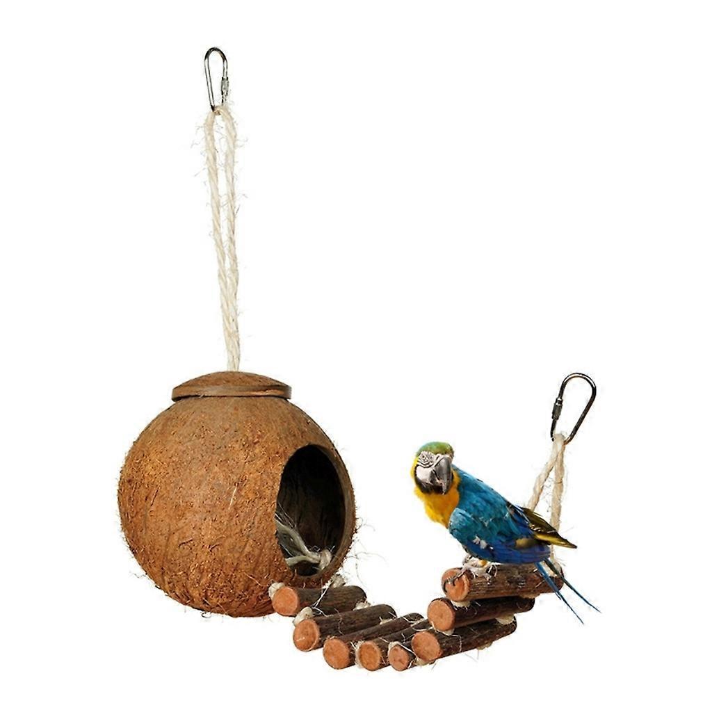 Coconut for Shell Bird House Pets Hideaway Avians Perch Stand Platform