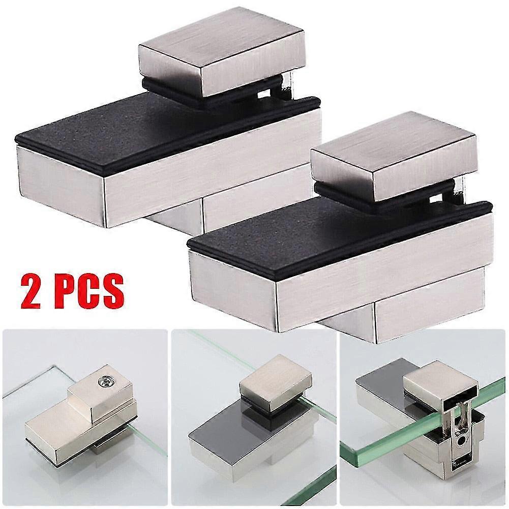 2pcs Adjustable Glass Shelf Brackets Plated Brackets Zinc-alloy Shelf Holder Support Clamp Holder Wall Mount Fixed Hardware Part