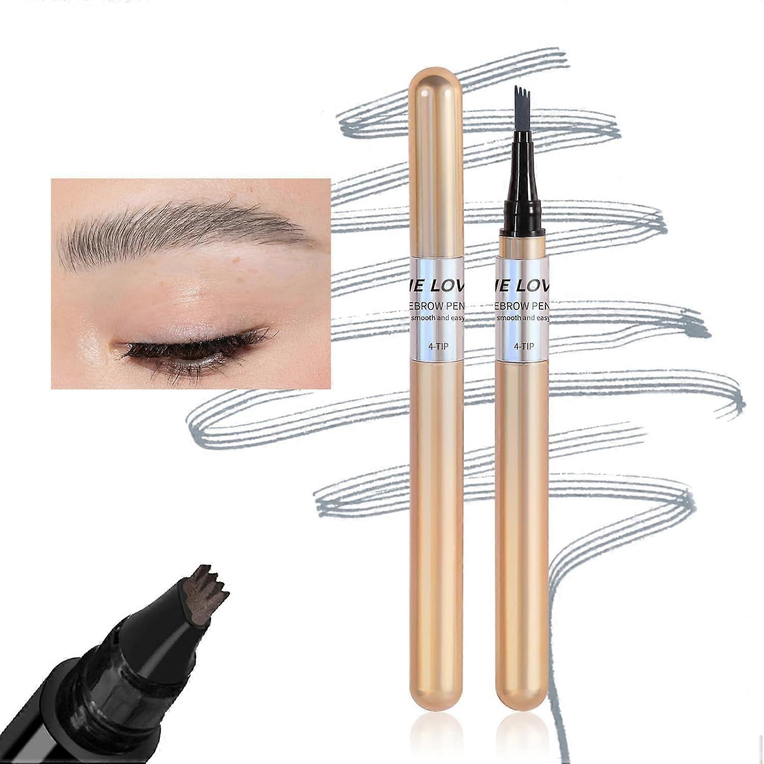 2024 New Magic Eyebrow Pencil, 2pcs 3D Waterproof Microblading Eyebrow Pencil with a Micro-Fork Tip Applicator, Contouring Pen Eyebrow Natural Looking