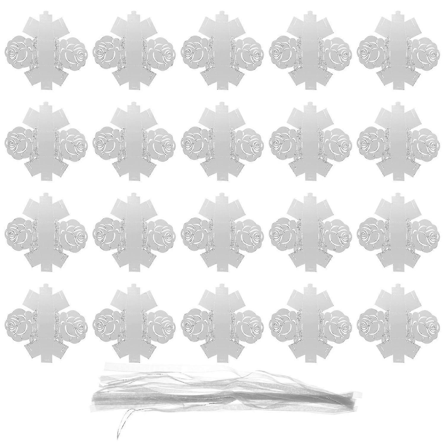 20pcs Rose Shaped Storage Boxes Paper Candy Boxes Gift Packing Case For Wedding