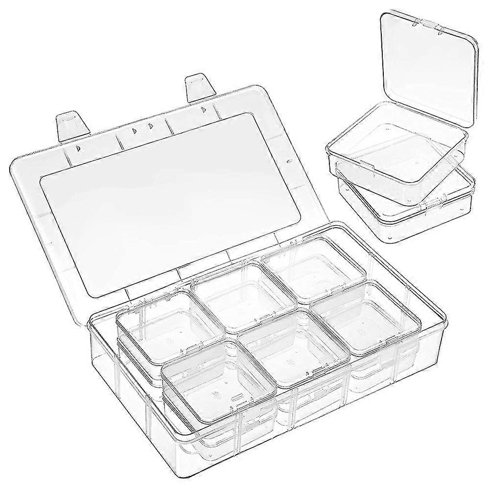 12pcs Clear Plastic Storage Box With Hinged Lid And Rectangular Box