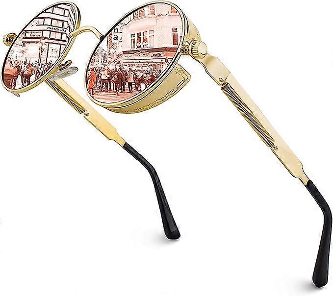Vintage Round Steampunk Polarized Sunglasses UV400