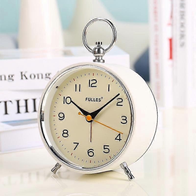 Analog Alarm Clock Non Ticking With Night Light Snooze Function Round Retro Alarm Clock Battery Operated Clock For Bedroom Living Room For Kids-MXBC