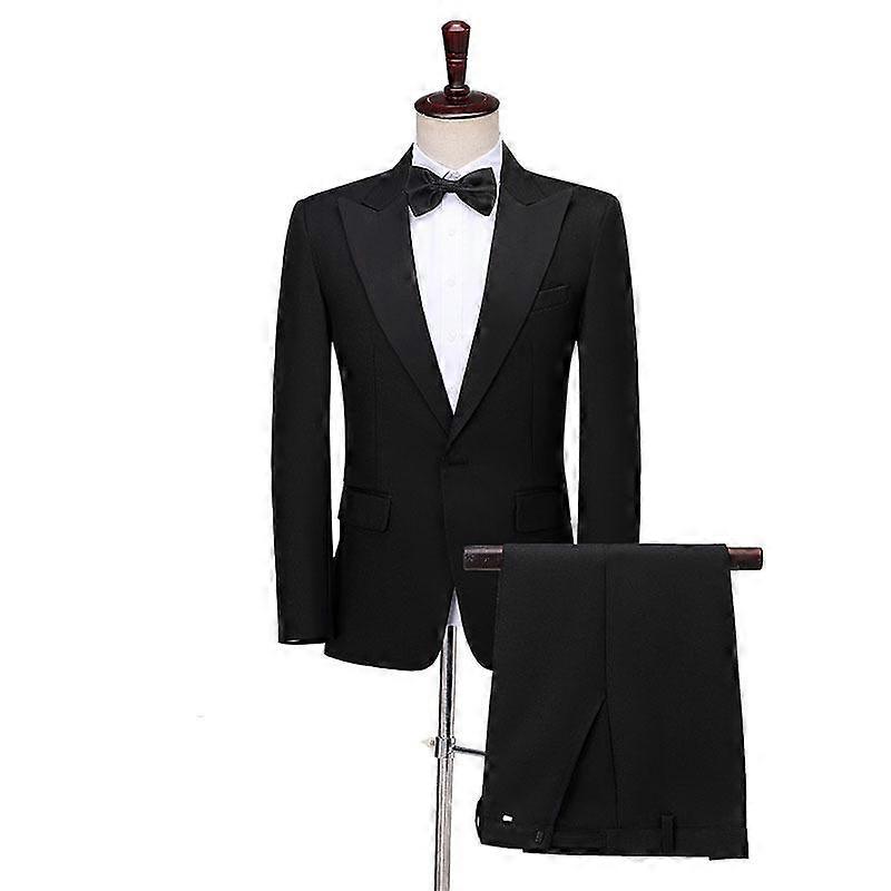 Mens Slim Fit 2 Piece Suit One Button Lapel Tuxedo