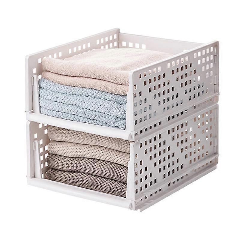 2-Pack Folding Wardrobe Storage Box Plastic Drawer Organizer