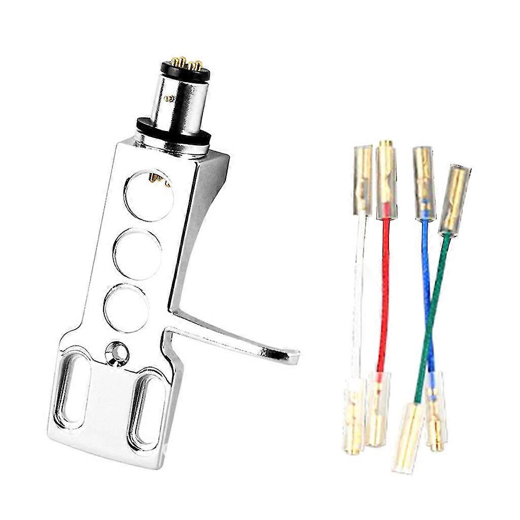 1set Lp Disc Record Player Phono Turntable Headshell 4 Leadwires For Turntable