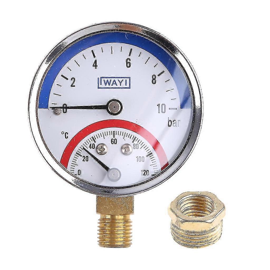 2 In 1 Pressure Gauge Gauge Thermometer 10 Bar Temperature Pressure Meter