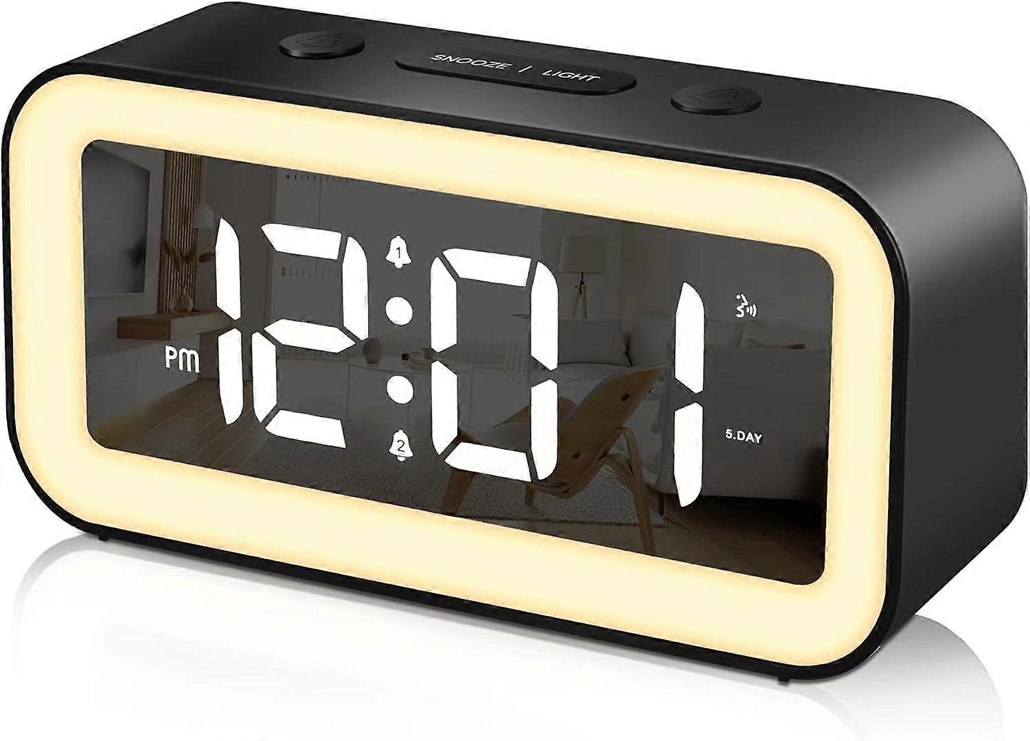 Digital Alarm Clock with Adjustable LED Night Light - 12/24 Hours USB Powered