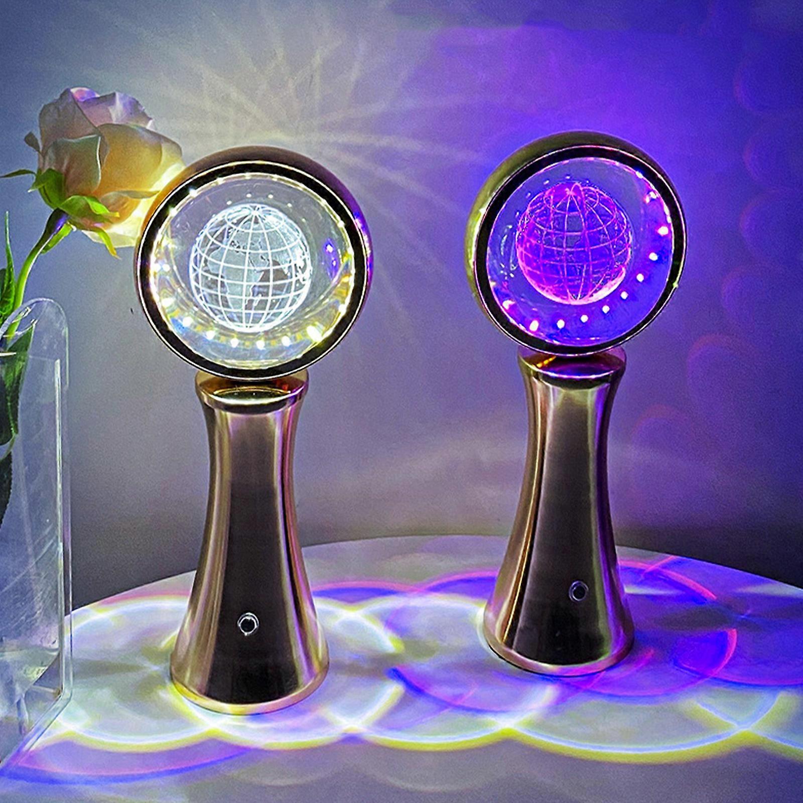 Globe Night Light Table Lamp Globe Atmosphere Nightlight Dynamic Projection Modern Simple Desktop Rotation Multicolored Lights
