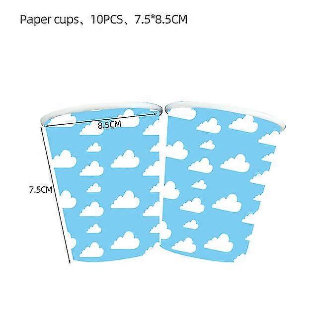 Blue Sky White Clouds Theme Party Supplies  Cartoon Toy Story Disposable Tableware Cup For Kids Boys Birthday Party Decorations