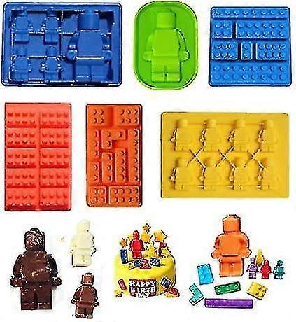 2024 Building Brick Candy Robot Mold Chocolate Mold Set Silicone Block Mould Molds Ice Cube Trays Compatible Making Melted Chocolate Fondant Jelly Dom
