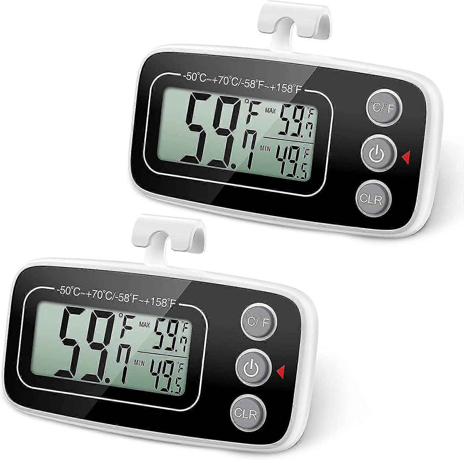 Fridge Thermometer, Mini Digital Lcd Fridge Freezer Thermometer, Temperature Range -50 To 70c With Hook, Max Min Record, Easy To Read Lcd Display,  /