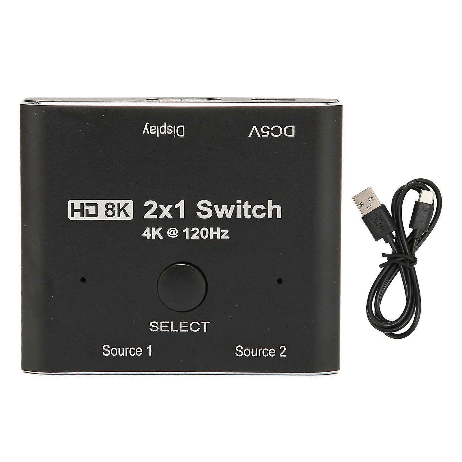 HD Multimedia Interface Switcher Aluminium Alloy 2 Way 8K 48Gbps HD Multimedia Interface 2.1 Switcher for Xbox for PS5