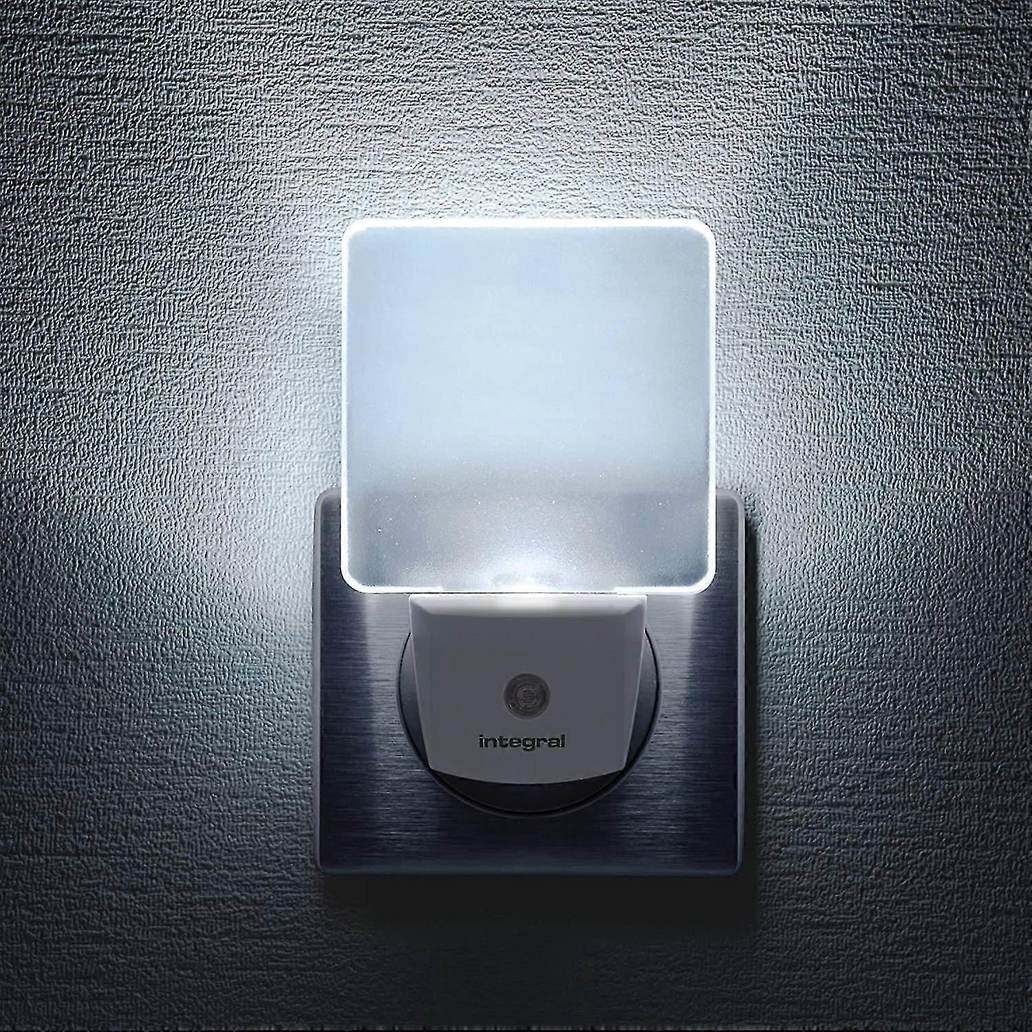Integral Led Night Light, 2 Pieces, With Automatic Sensor, Day / Night, Soet, Matt White