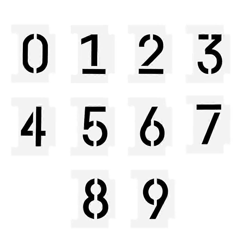 1 Set 10Pcs Hollow Number Drawing Stencils DIY Drawing Templates (White)