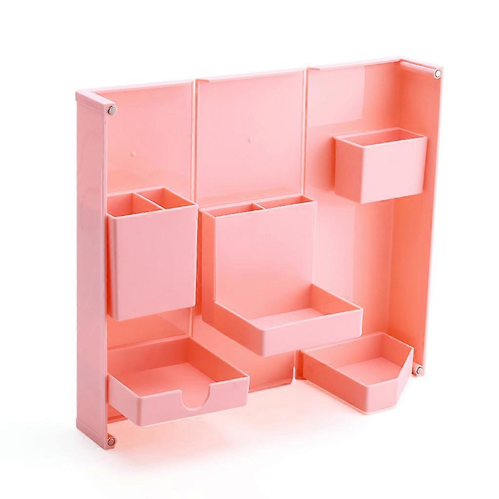 Folding Vertical Pen Organizer Magnetic Opening and Closing Desktop Stationery Storage Box Multifunction Student Pencil  Pink