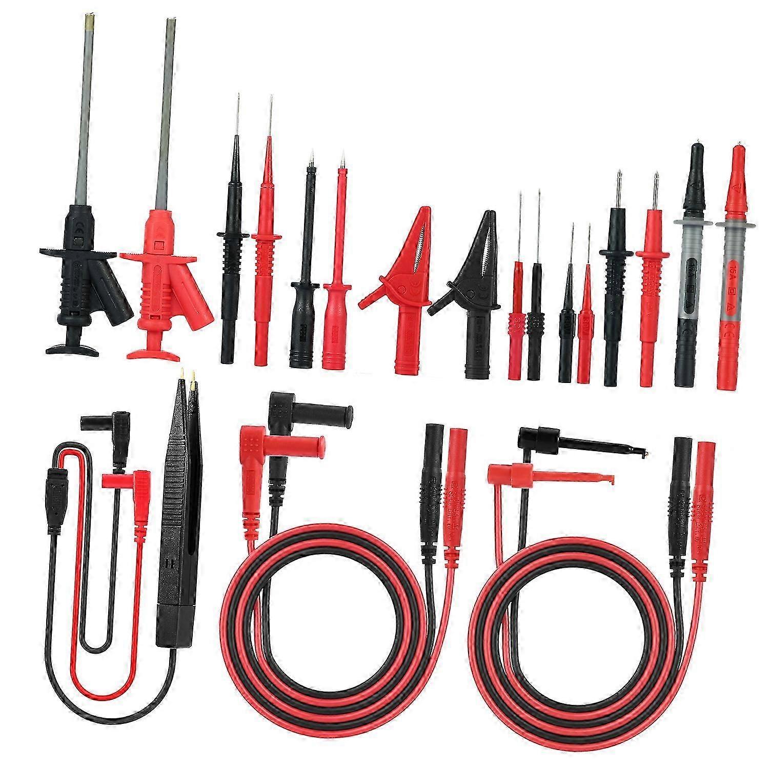 Mk30 21pcs Electronic Test Lead Kits Multimeter Lead With Alligator Clips Replaceable Probes Tips Accessories Kit For Dmm Digital Multi Meter Clamp