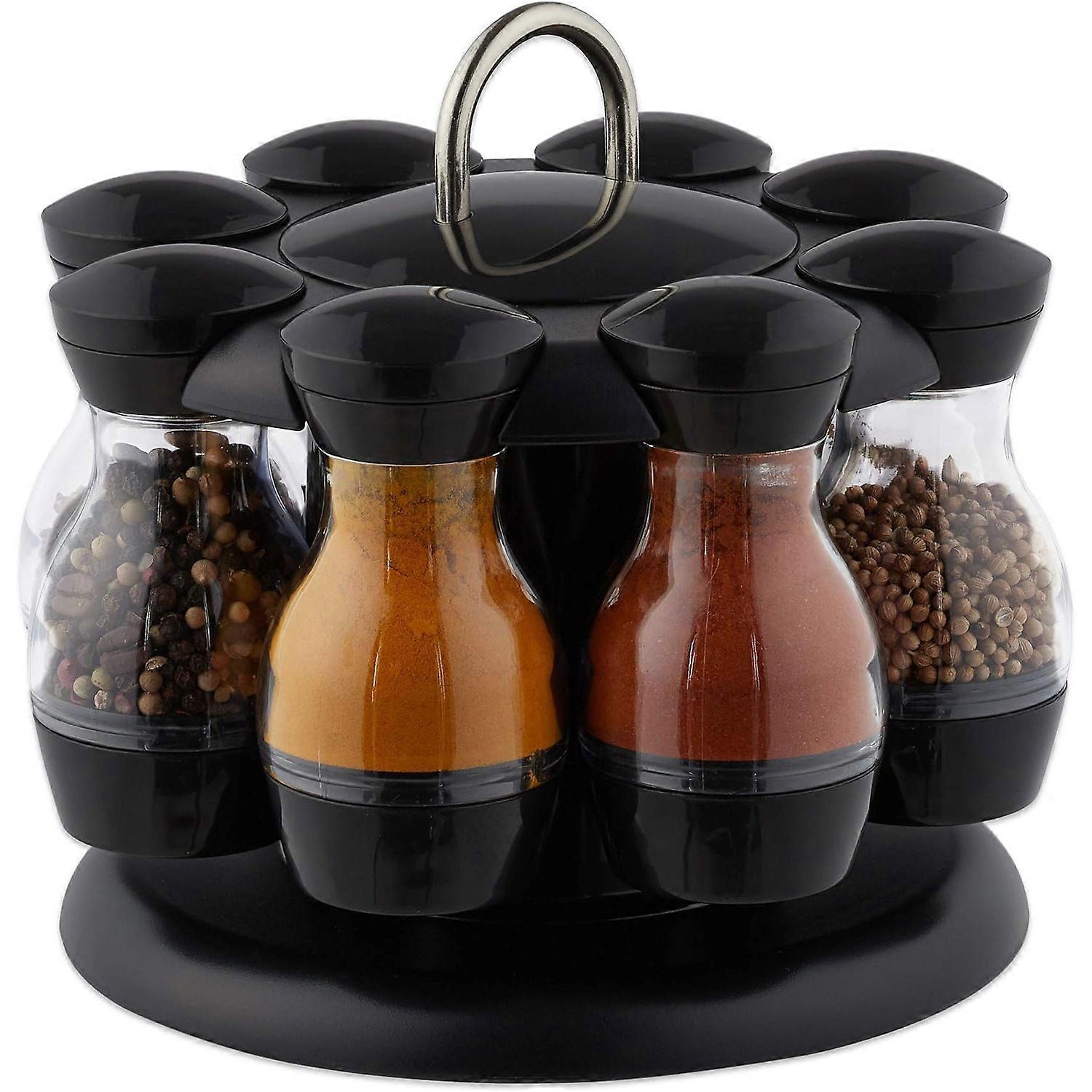 Kitchen Spice Rack Organizer - 8-Bottle Rotating Carousel Set Up