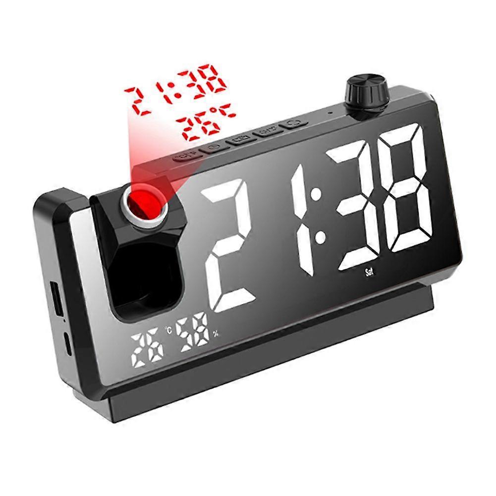 Projection Alarm Clock HD LED Display Smart Projection Clocks for Bedroom 180 Degree Rotatable Digi