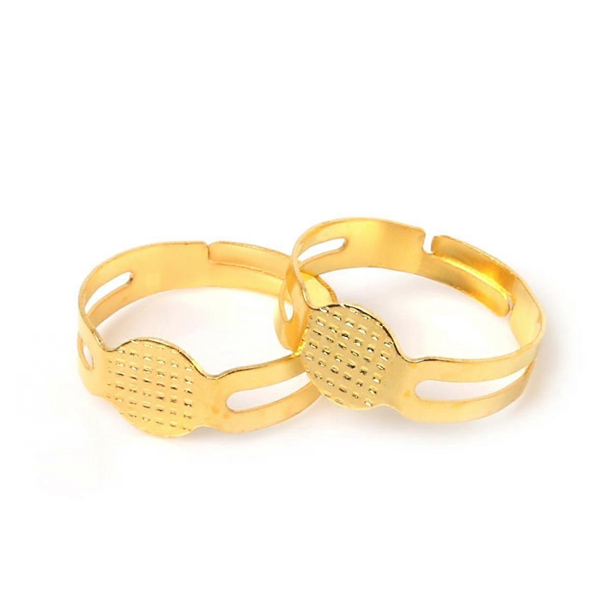 40Pcs Open Ring Circle With Pad Adjusted 18mm Flat Ring Base Gold Silver Bronze Plated For Jewelry Making