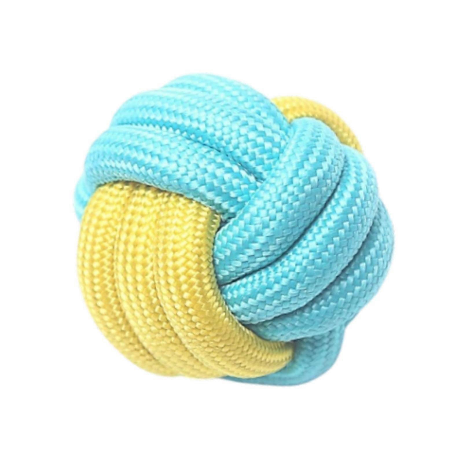 Dog Knotted Rope Toy Ball Knot Rope Dog Toy for Fetching Puppy Playing Grinding 6cm yellow blue