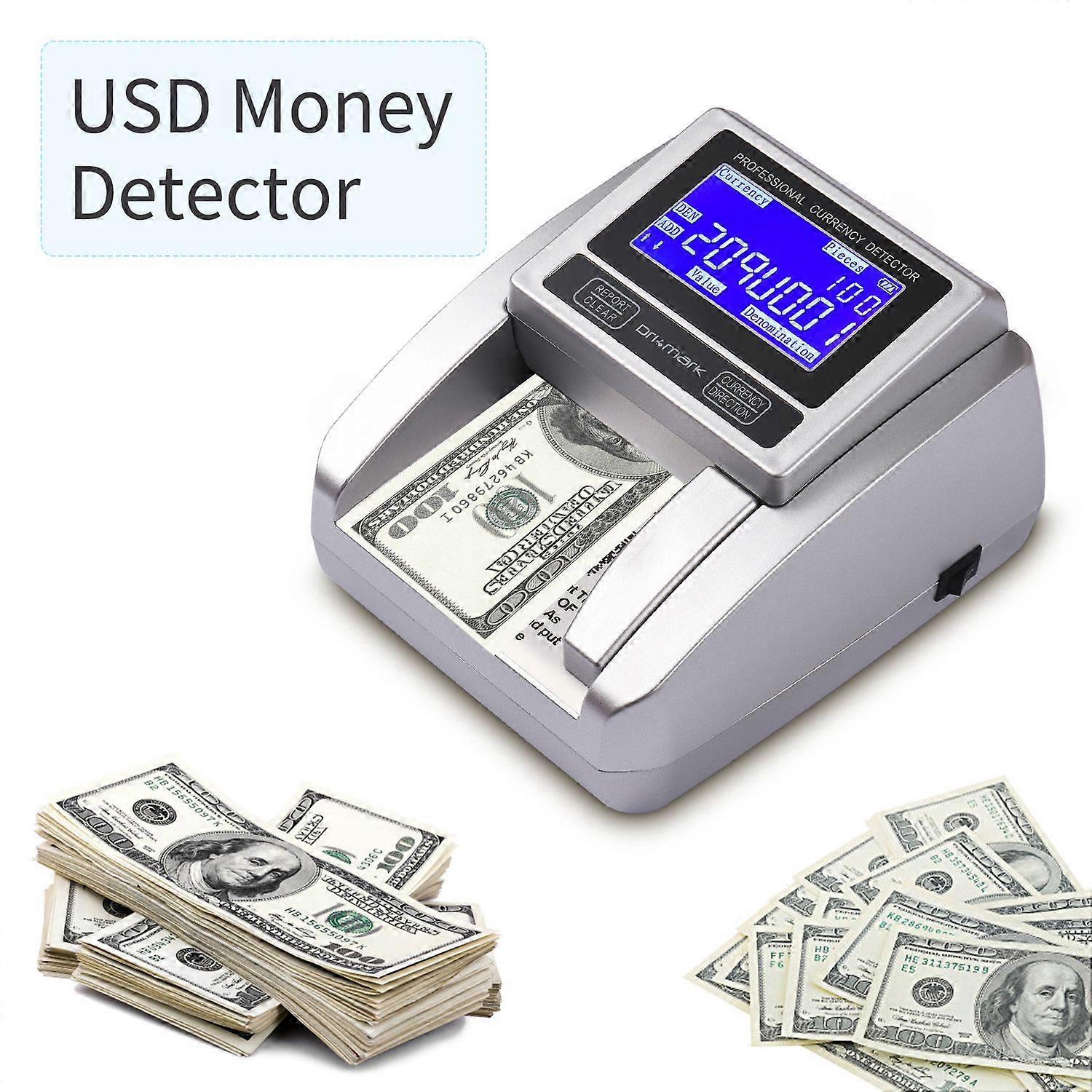 Portable Counterfeit Bill Detector Machine UV/MG/IR Money Counter for USD Support ADD Function Value