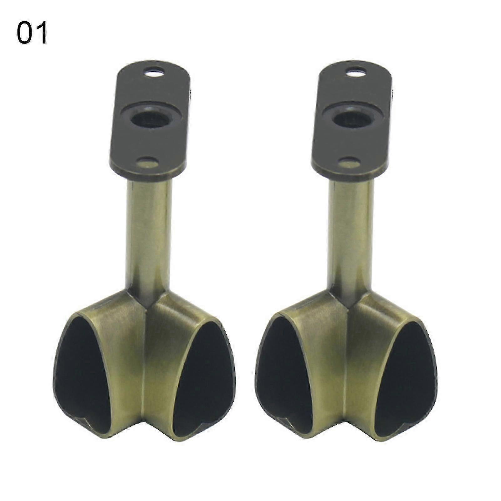 2Pcs Alloy Ceiling Mounted Bracket Corner Wardrobe Rod Clothes Rail Lever Holder