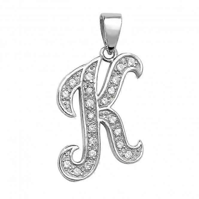 Acotis Silver Pendant Initial with Zirconia Detail G6128/K