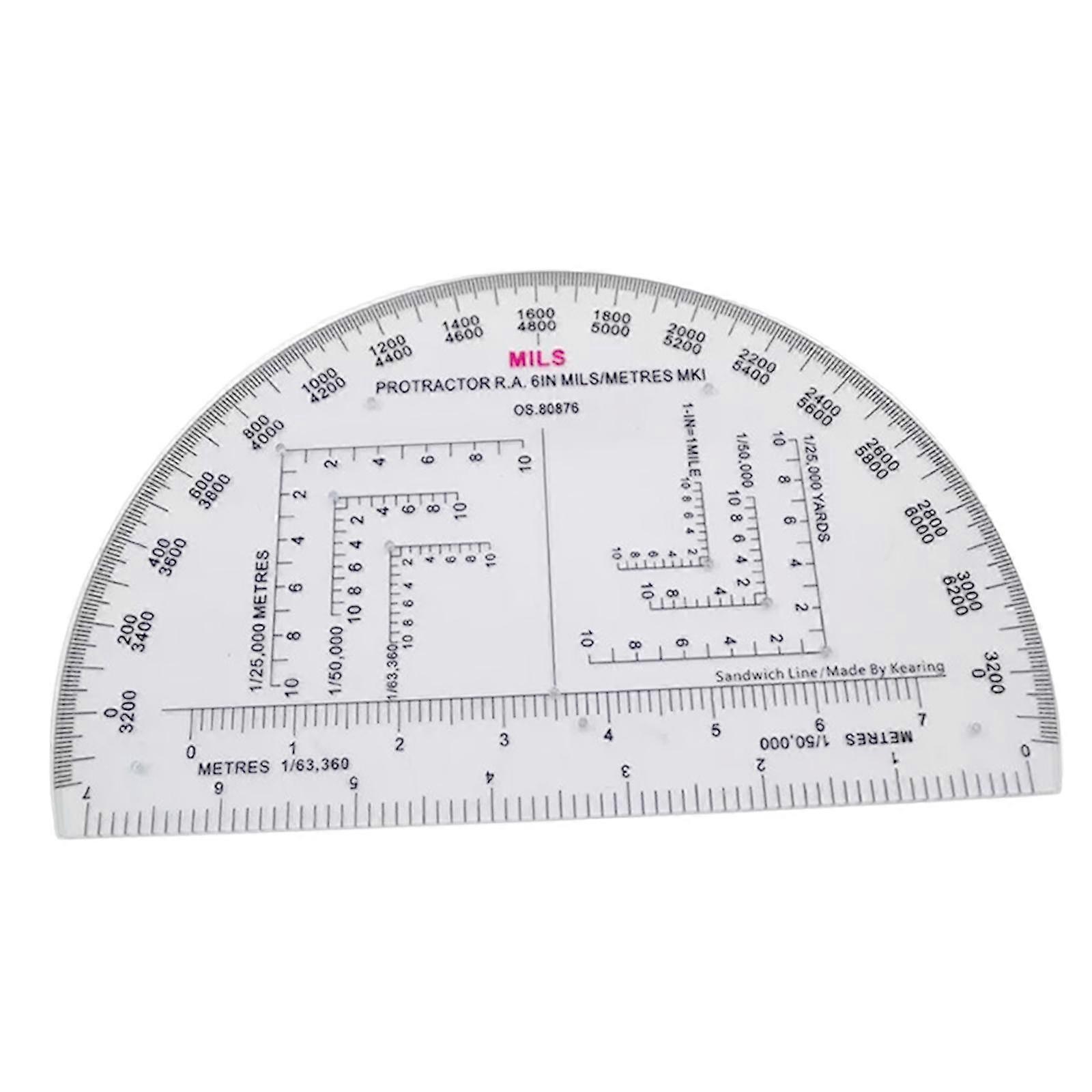 Half Round Protractor Degrees Waterproof Portable Metres for Traveling