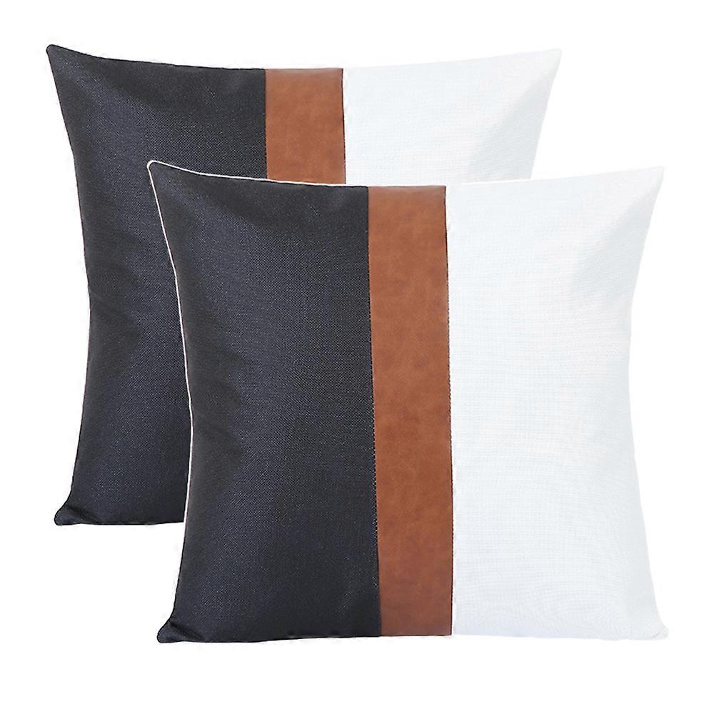 Fundas de almohada, juego de 2, patchwork a rayas, lino