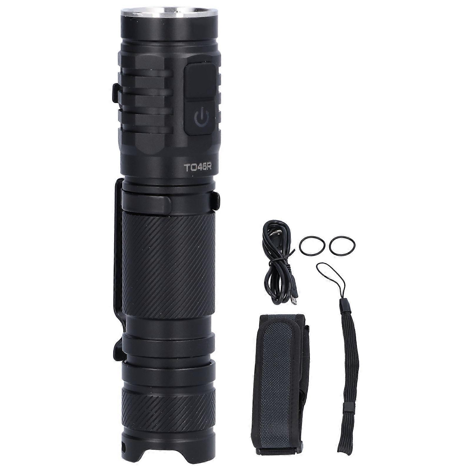 TO46R LED Powerful Flashlight USB Rechargeable Flashlight Waterproof Outdoor Light US Type