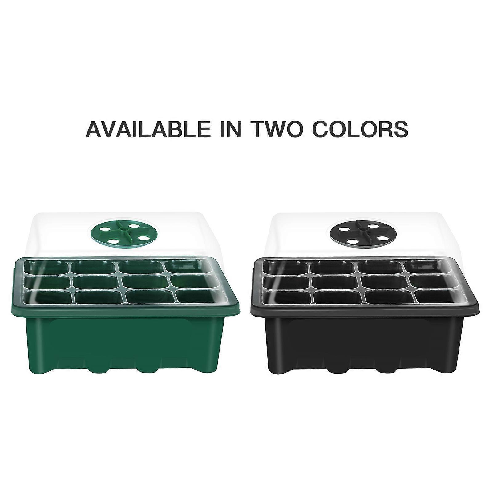 10 Set Seed Trays Seedling Starter Tray (12 Cells per Tray)with Adjustable Dome Lids and Base Plus Plant Tags Hand Tool Kit