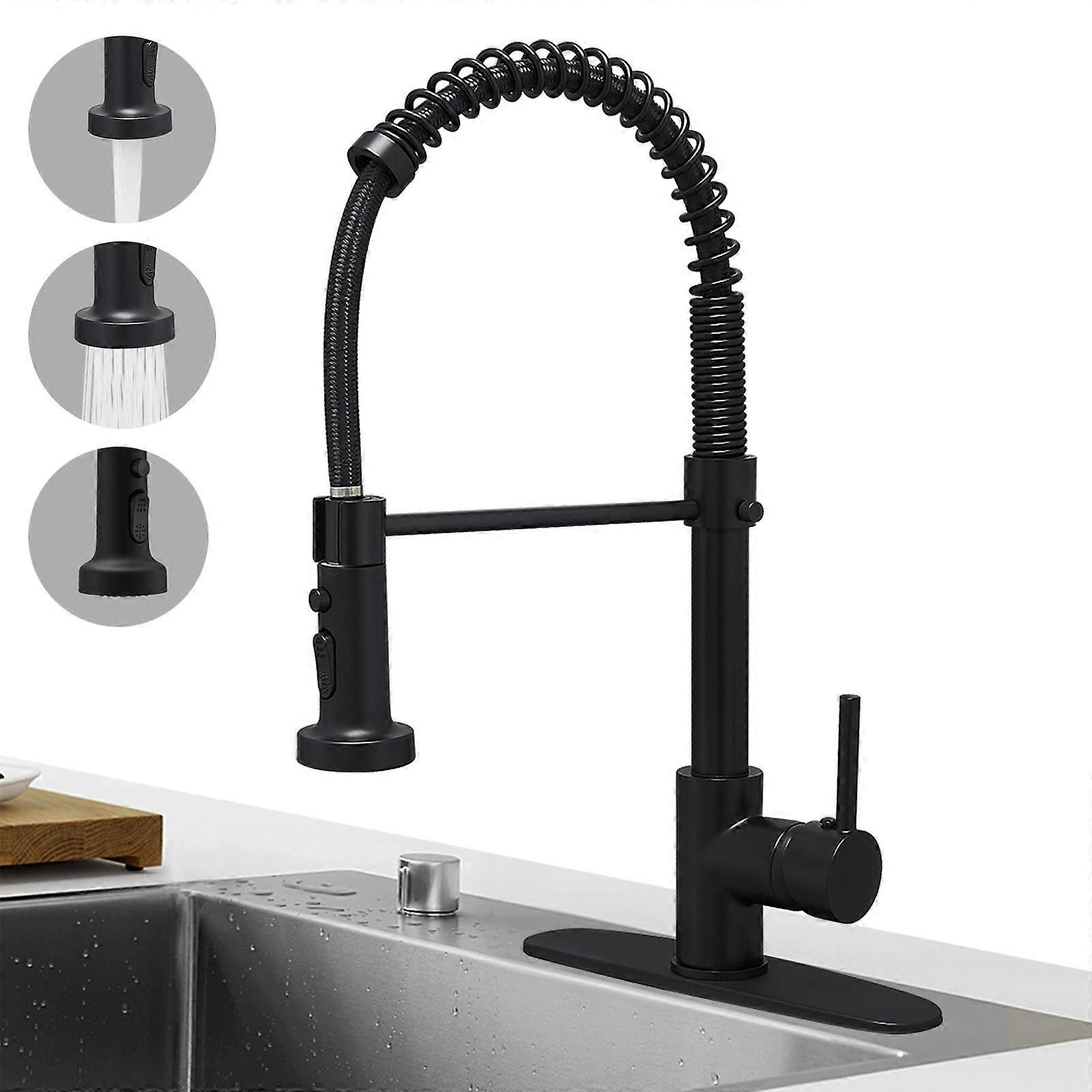 Matte Black Kitchen Faucet for Kitchen Sink Single Handle Deck Mount Faucet
