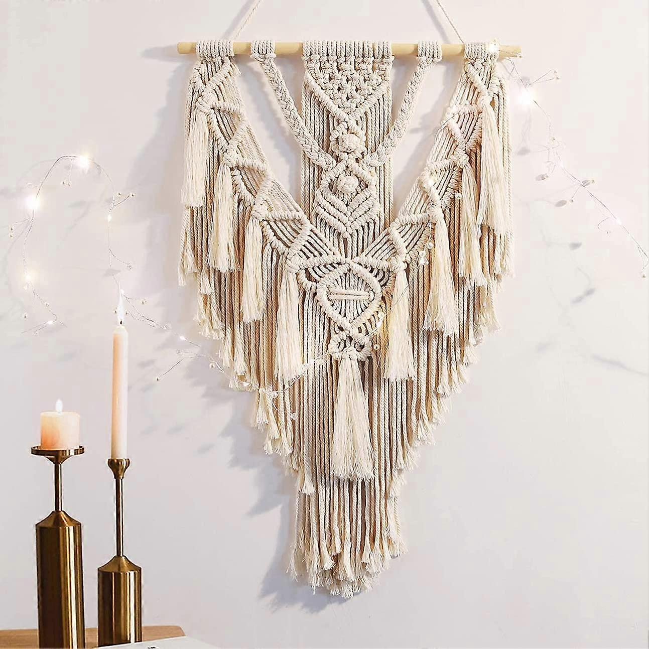 Geometric Woven Tapestry Cotton Macrame Wall Hanging Handmade Boho Decor For Dorm Bedroom Multiple Sizes Long Tassels