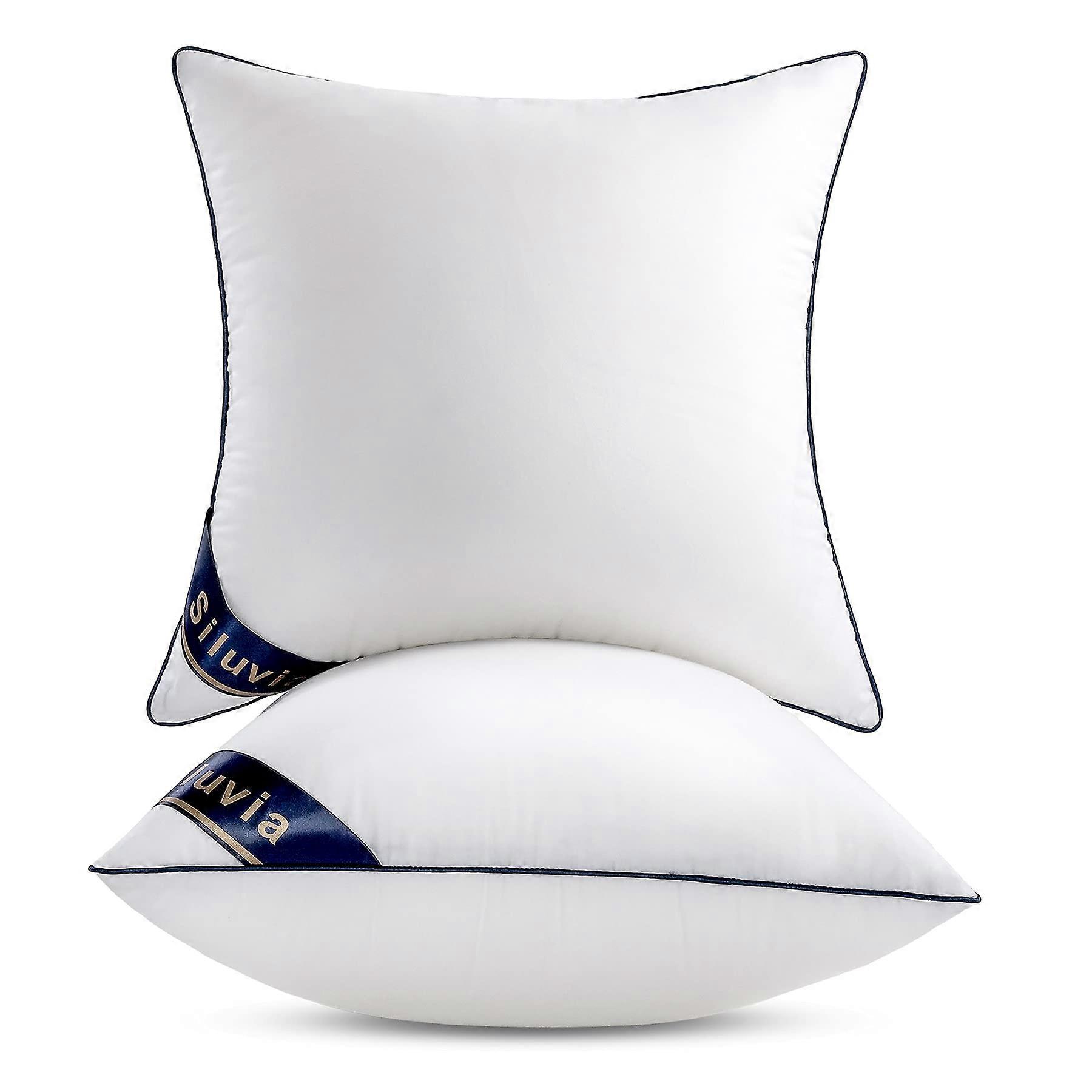 18"x18" Pillow Inserts Set of 2 Decorative Square Throw Pillows with 100% Cotton Cover for Sofa and Couch - White