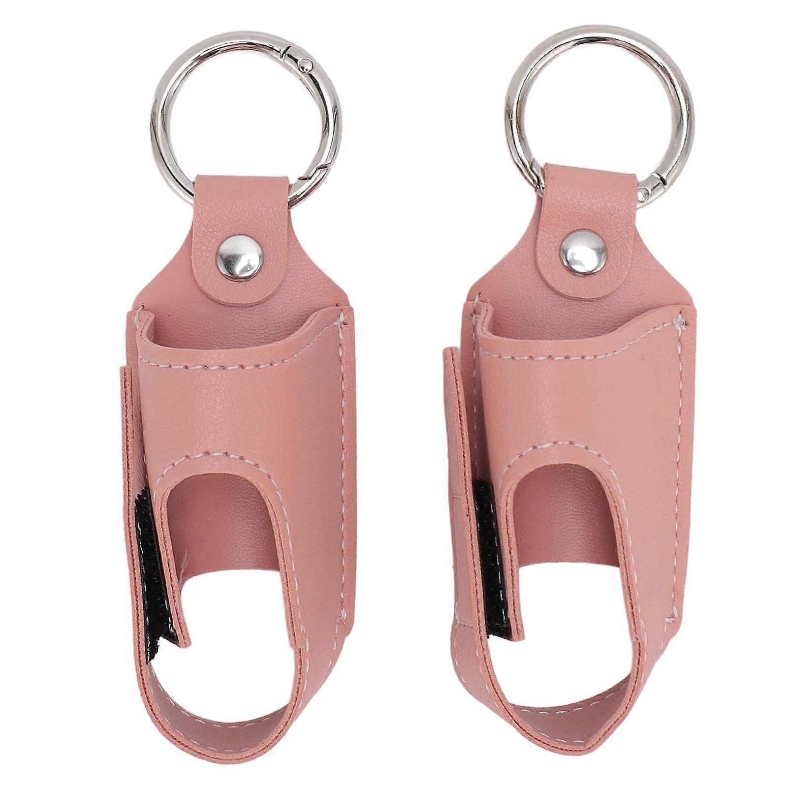 2pcs Asthma Inhaler Holder Portable Storage Protective PU Leather Asthma Inhaler Case for Travel Pink