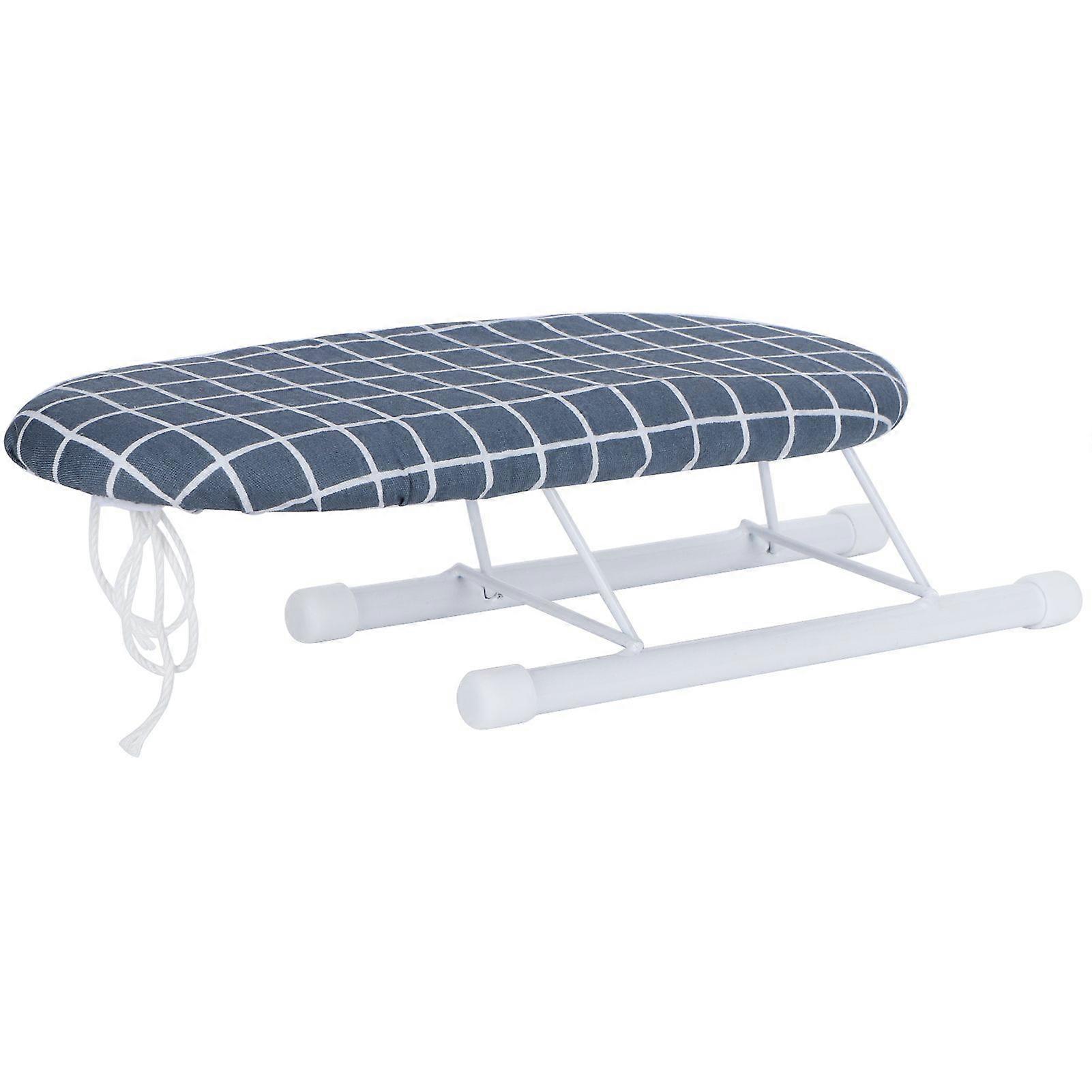Mini Ironing Board Foldable Sleeve Cuffs Collars Ironing Table for Home Travel UseDark Blue Grid