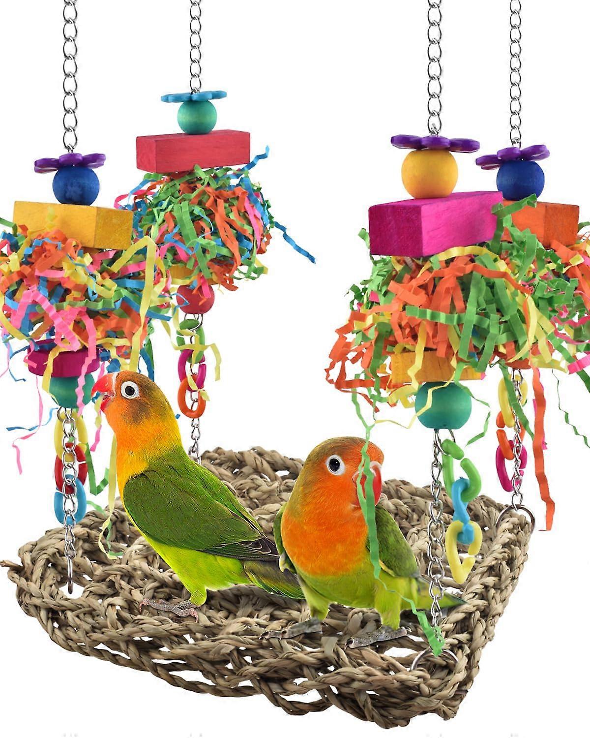 Conure Toys Bird Swing Hammock for Small Birds, Colorful Climbing Hammock for Budgerigar and Sun Conure