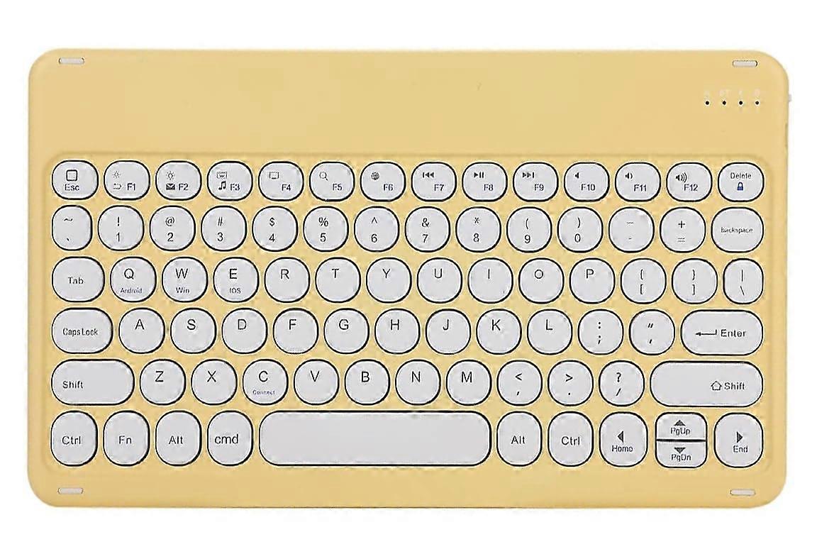 Ultra Slim Retro Bluetooth Keyboard Compact Rechargeable for iPad iPhone Windows Wireless Yellow Design
