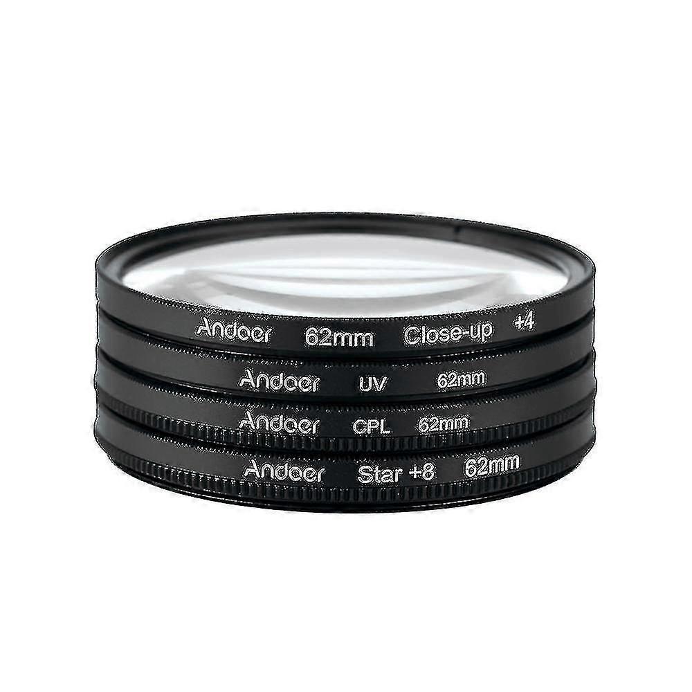 Andoer 62mm UV+CPL+Close-Up+4 +Star 8-Point Filter Circular Filter Kit Circular Polarizer Filter
