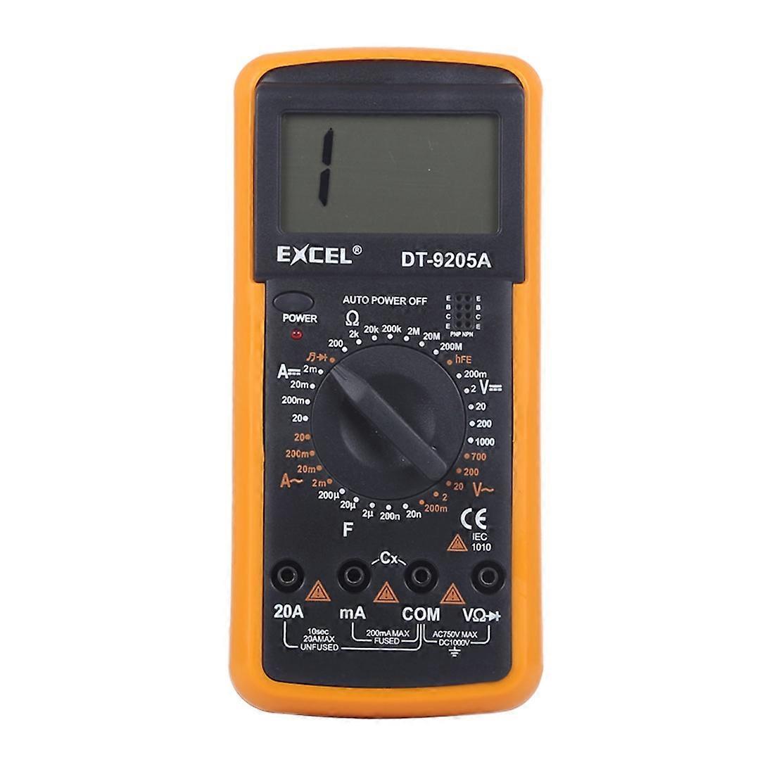 DT9205A LCD digitalt multimeter for diodetesting / transistor hFE-målefunksjon