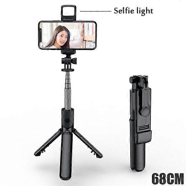 Selfie Stick Tripod 68cm Bluetooth 10m Wireless Remote Fill Light Extendable Portable Phone Stand Live Streaming Video Recording