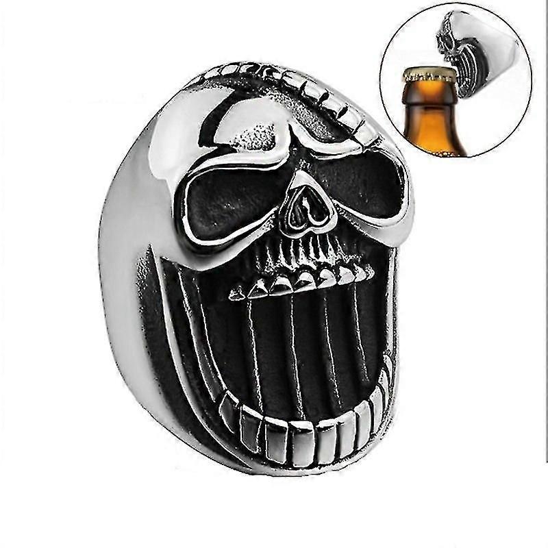 Beer Opener Ring Trendy Skull Ring Punk Ring, Size 10