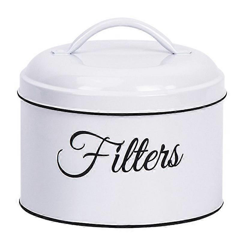 Coffee Filter Holder, Basket Coffee Filter Storage with Lid, Round Coffee Filter Container for Count