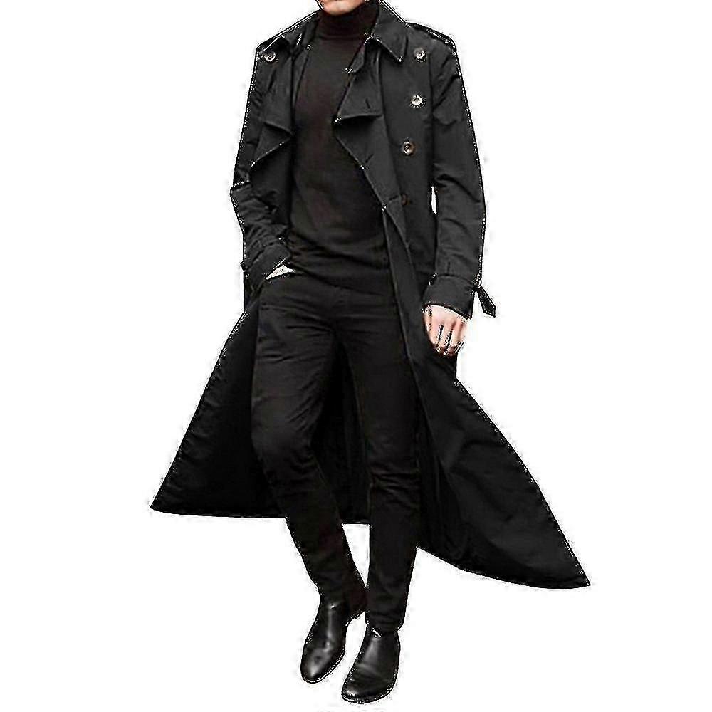 Langer zweireihiger Windbreaker-Revers Trenchcoat für Herren - Modell JA
