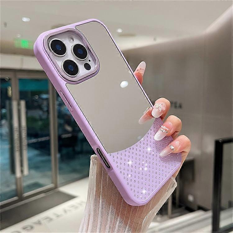 Compatible pour iPhone 16 Pro Max Case Mirror Surface TPU + PC Téléphone antichoc avec cadre d’objectif en métal