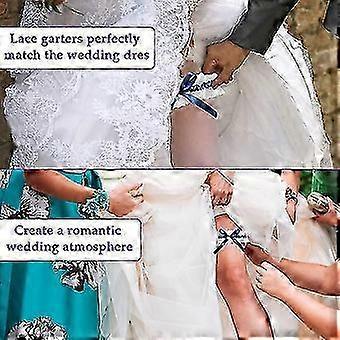 Jarreteira de Casamento Azul Branco para Ligas de Casamento 15-23 Polegadas Presente de Casamento