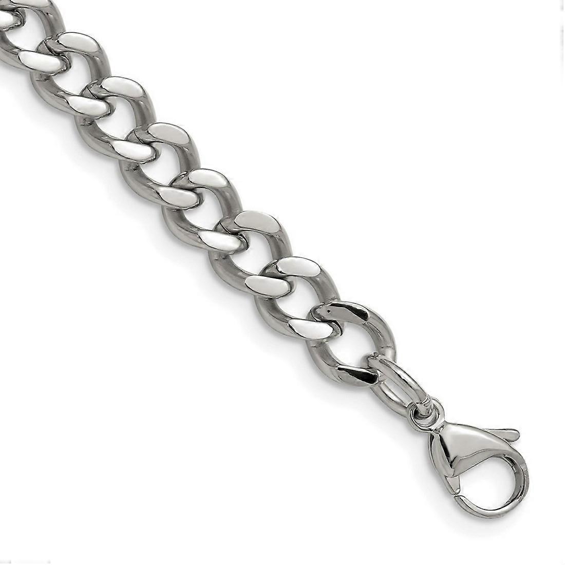 Pulseira de aço inoxidável com corrente tipo curb de 8 polegadas para mulheres e homens.